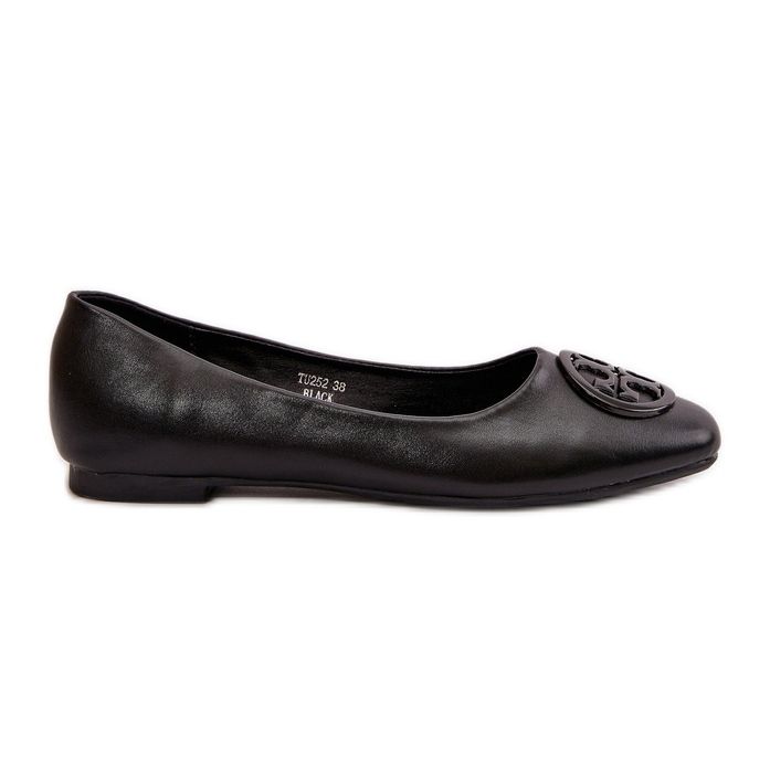 Women's Ballerinas With Decoration Eco Leather Black Rhodike Women's Ballerinas With Decoration Eco Leather Black Rhodike