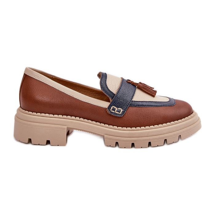 Leather Moccasins for Women Brown Laura Messi 2835