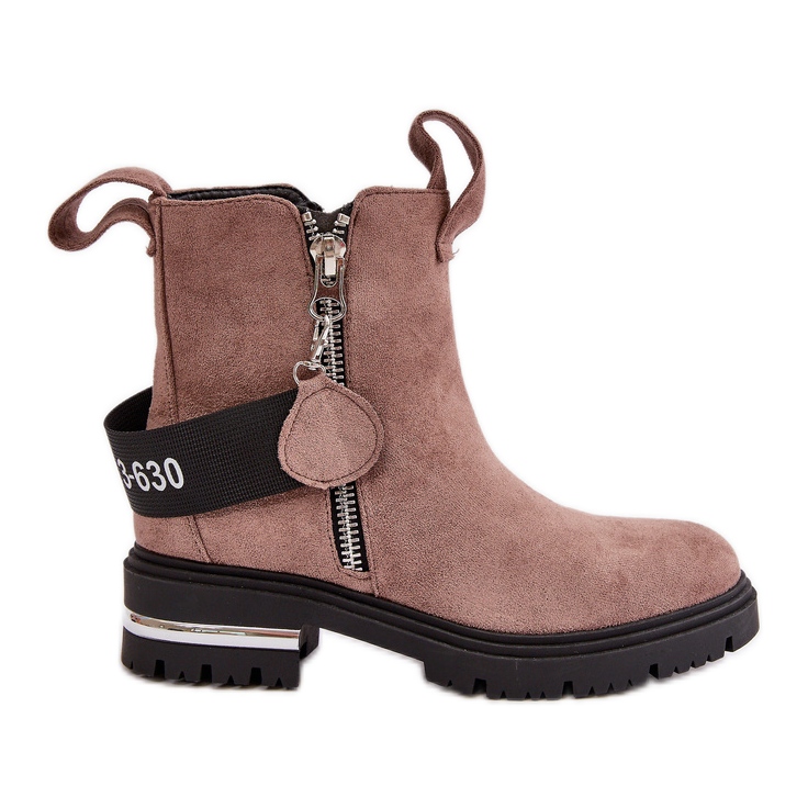 Insulated Women's Ankle Boots With Zipper Dark Beige Calvaro