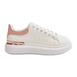 Low Women's Sneakers On The Platform Made Of Eco Leather White And Pink Nevelena