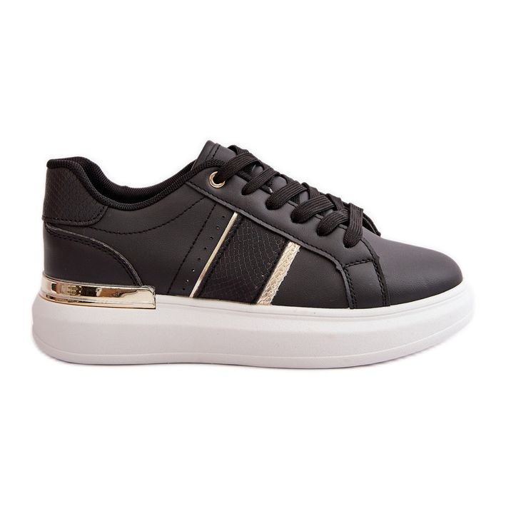 Fashionable Women s Sneakers On The Platform Made Of Eco Leather Black Nevisase
