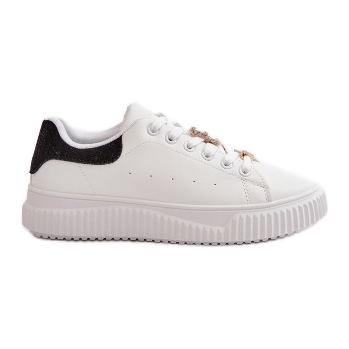 Low-Top Sneakers In Eco-Leather With Pins In Black And White Cillione
