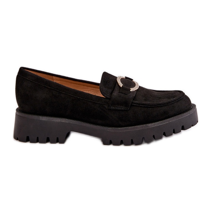 Women's Eco Suede Loafers With Shiny Detail Black Avellina