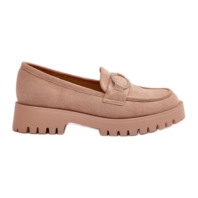 Women's Eco Suede Loafers With Shiny Detail Beige Avellina