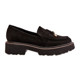 Women's Eco Suede Moccasins With Decoration Black Verindalle Women's Eco Suede Moccasins With Decoration Black Verindalle
