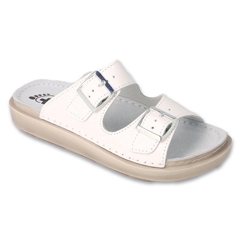 Befado women's pu slippers 179D001 white, leather insole