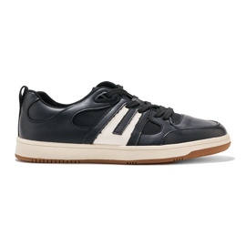 Black sports shoes made of eco-leather Black sports shoes made of eco-leather