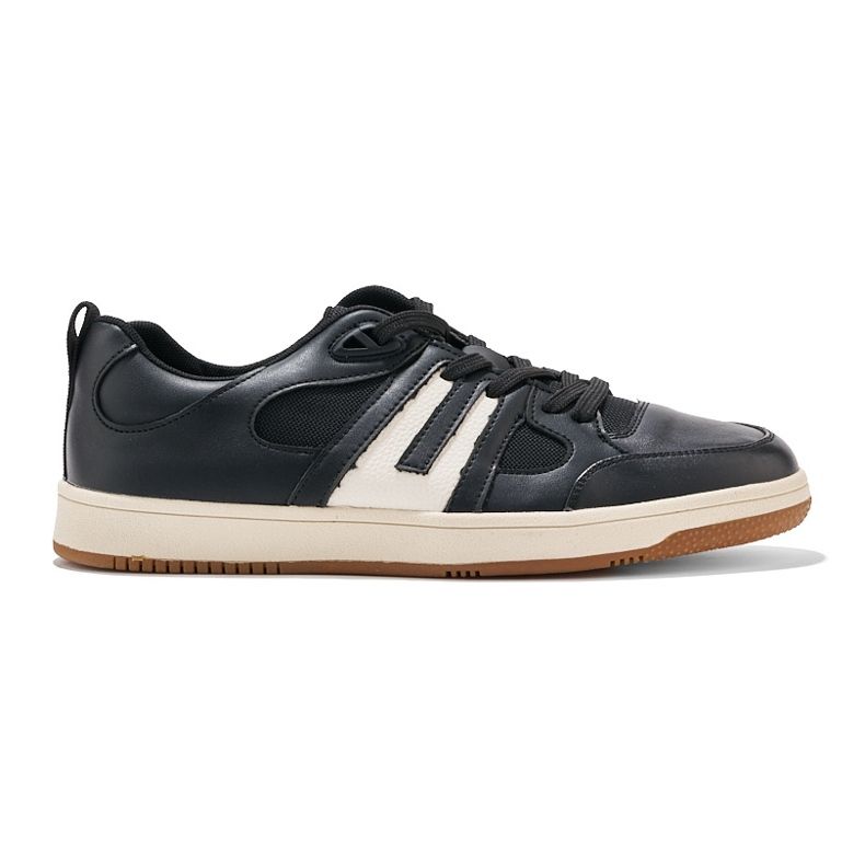 Black sports shoes made of eco-leather
