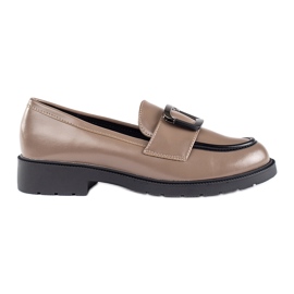 Goodin Beige women's moccasins with buckle