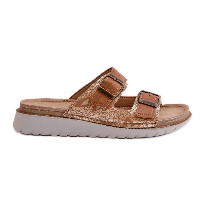 Women's Comfortable Flip-Flops With Buckles Inblu CN000033 Brown
