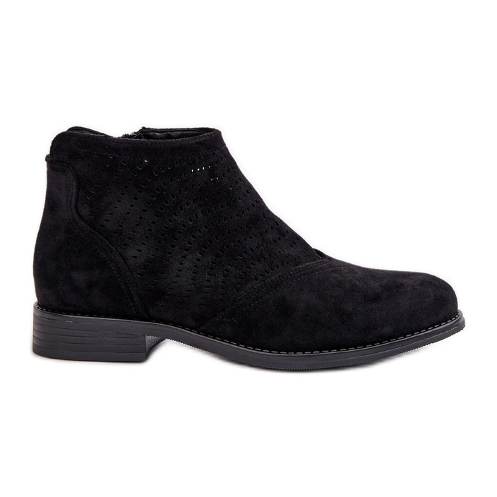 Women's Ankle Boots Flat Openwork Black S.Barski HY42-076