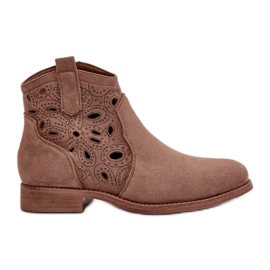 Women's Openwork Ankle Boots With Zipper Brown S.Barski HY42-081