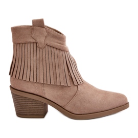 Women's Cowboy Boots With Zipper Eco Suede Beige S.Barski HY42-127 Women's Cowboy Boots With Zipper Eco Suede Beige S.Barski HY42-127