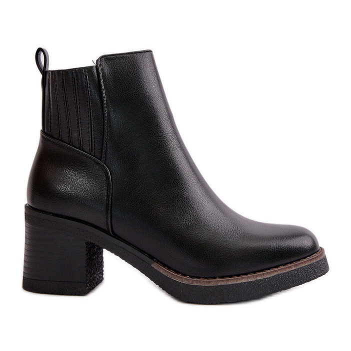 Insulated Women's Ankle Boots on a Heel Eco Leather Black Irittes