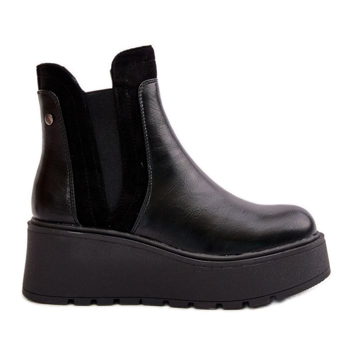 Women's Insulated Ankle Boots On Platform And Wedges Black Mivanira