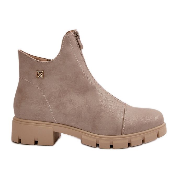 Insulated Women's Ankle Boots With Abrasions Eco Leather Gold Verietta golden