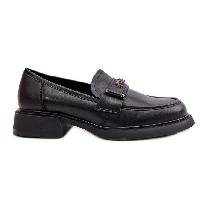 Elegant Women's Moccasins Made of Natural Leather Black Vinceza 91114