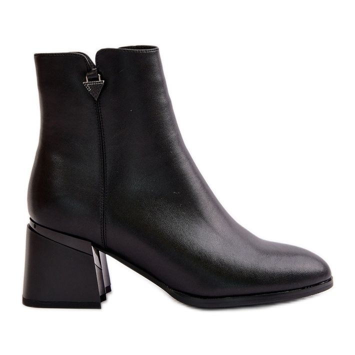 Elegant Insulated Women's Ankle Boots Made of Natural Leather Black Vinceza 77106