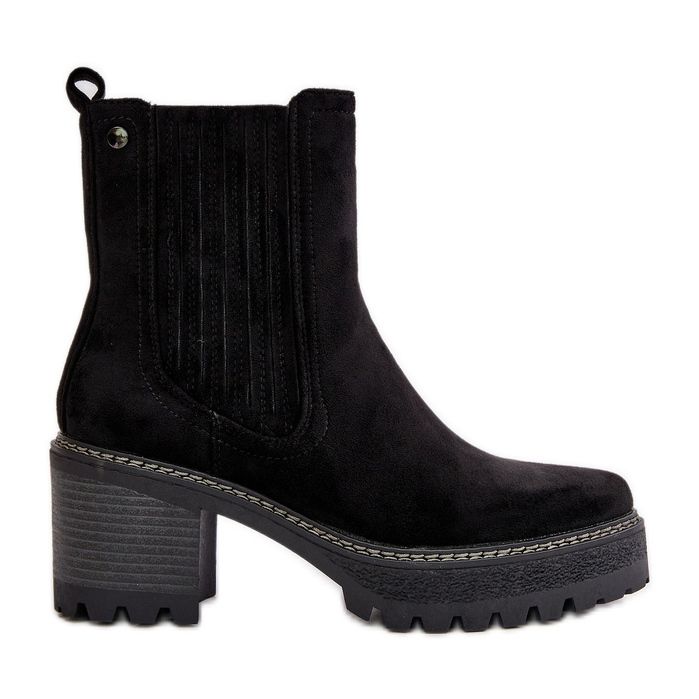 Women's Ankle Boots With Ankle Straps Made Of Eco Suede Insulated Black Nevitas