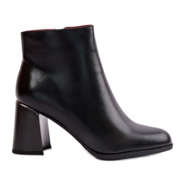 Smooth Women's Ankle Boots on a Heel Made of Eco Suede Warm Black Milisea