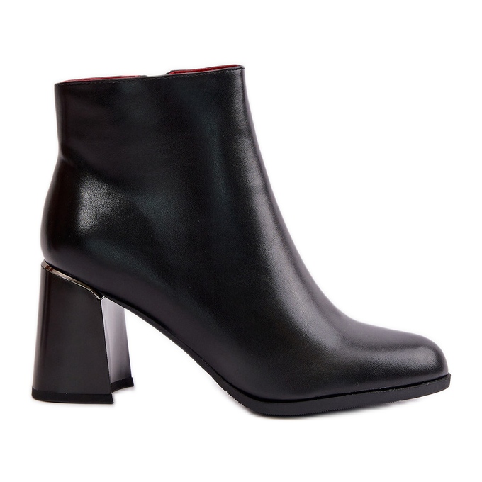 Smooth Women's Ankle Boots on a Heel Made of Eco Suede Warm Black Milisea