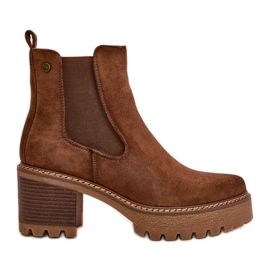 Women's Insulated Ankle Boots With Ankle Strap Eco Suede Brown Irissinae