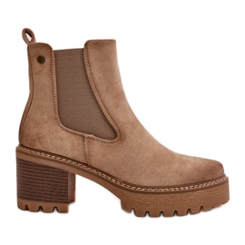 Women's Insulated Ankle Boots With Ankle Strap Eco Suede Beige Irissinae