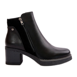 Women's Ankle Boots Made of Eco Leather on a Heel Warm Black Revianna