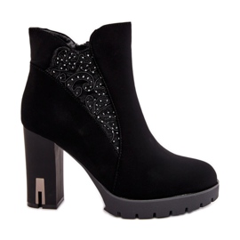 PS1 Insulated Women's Ankle Boots With High Heel And Embroidery Black Verissae