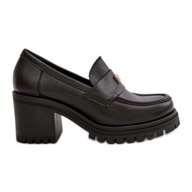 Zazoo 20168 Elegant Women's Low Shoes On A Heel Natural Leather Black