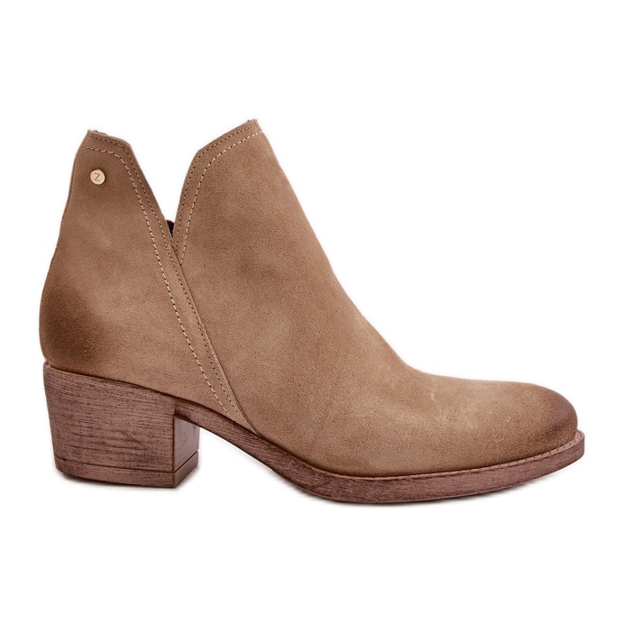 Zazoo 60475 suede heels insulated heels beige