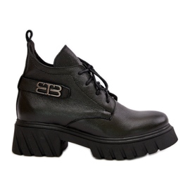 Zazoo 60483 Women's Leather Ankle Boots Low Top Insulated Black