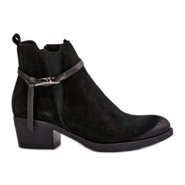Zazoo 60478 Suede Ankle Boots Heeled Insulated Zipper Black
