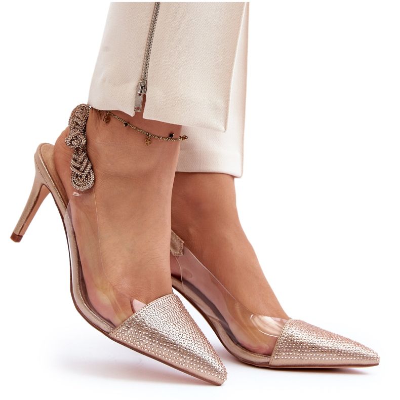 S. BARSKI High heels with decoration MR1966-11 Champagne golden