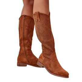 Openwork Women's Boots Camel S.Barski HY42-139 brown