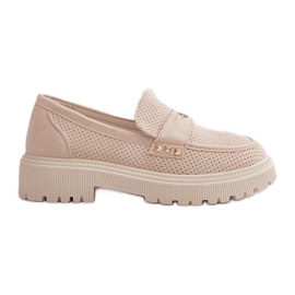 Women's Openwork Moccasin Low Shoes Light Beige Tannes
