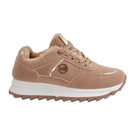 Women's Sports Shoes Fur-Lined On The Platform Khaki Lerisas beige