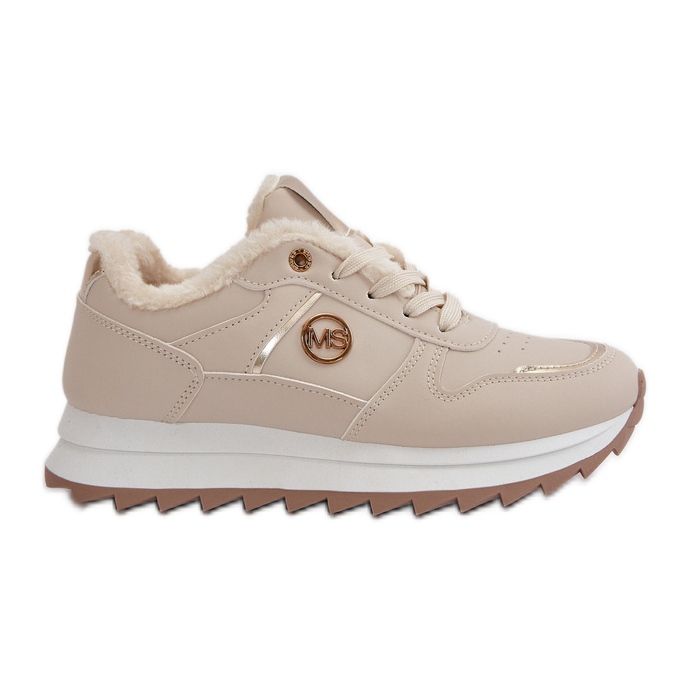 Women's Sports Shoes Fur Lined On A Platform Light Beige Lerisas Women's Sports Shoes Fur Lined On A Platform Light Beige Lerisas