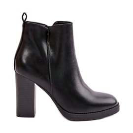 Insulated Women's Ankle Boots on a Heel Eco Leather Black Teresine