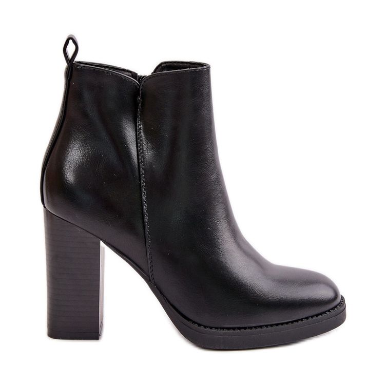 Insulated Women's Ankle Boots on a Heel Eco Leather Black Teresine