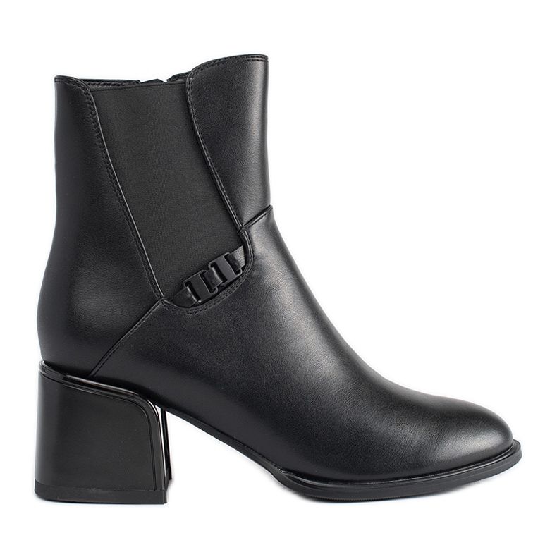 Black ankle boots with elastic insert