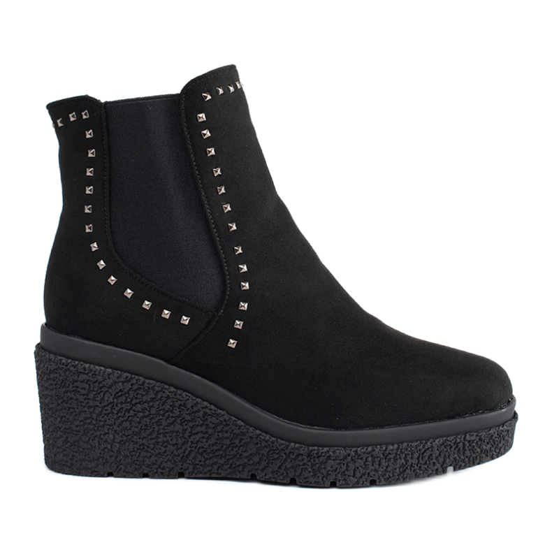 Suede black wedge ankle boots