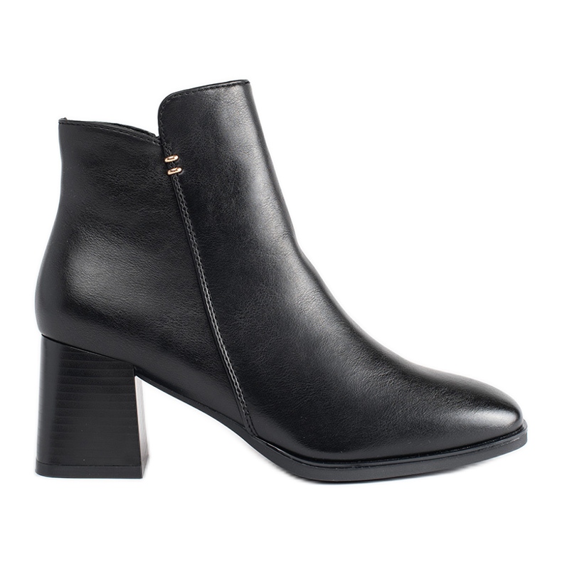 Black women's high-heeled ankle boots