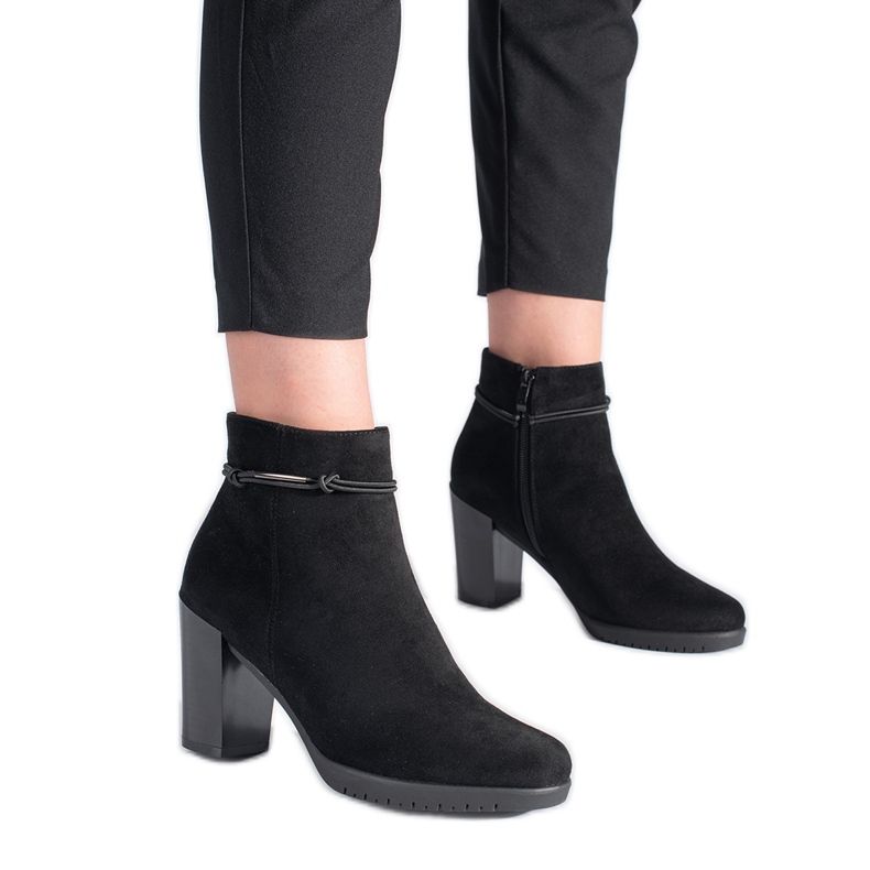 Elegant suede ankle boots with a heel by Sergio Leone black Elegant suede ankle boots with a heel by Sergio Leone black
