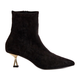 Women's High Heel Ankle Boots Eco Suede Pointed Toe Black Irithare
