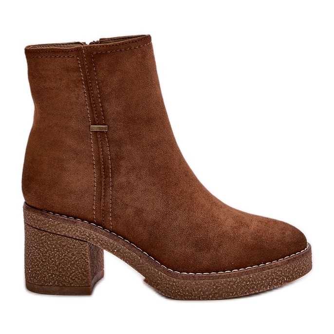 Women's Ankle Boots On The Heel Insulated Eco Suede Khaki Arkesia brown