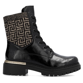 Comfortable women's ankle boots insulated black Rieker 72607-00