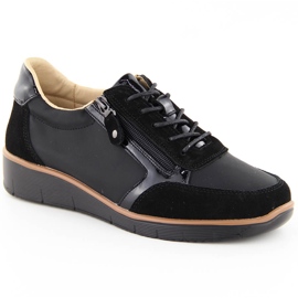 Women's leather wedge shoes black Vinceza 88001 Women's leather wedge shoes black Vinceza 88001