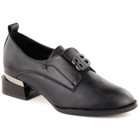 Women's leather slip-on heeled shoes black Vinceza 25-58349 Women's leather slip-on heeled shoes black Vinceza 25-58349