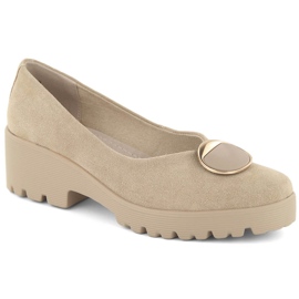 Leather suede women's slip-on shoes beige Filippo DP4569